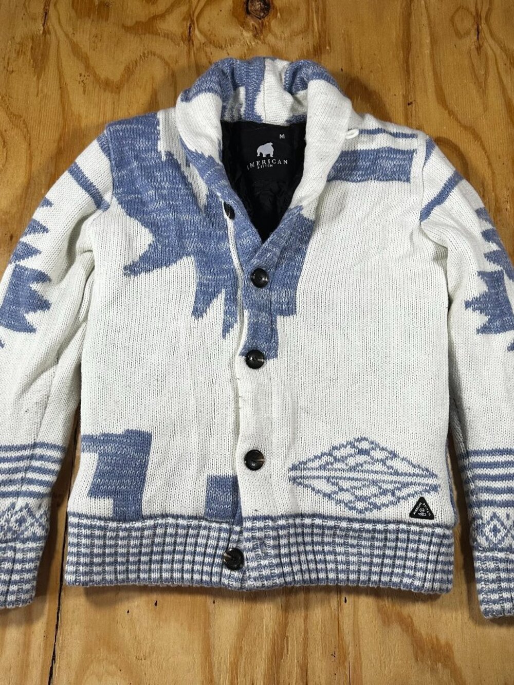 American Stitch Geometric Shawl Collar Cardigan - Size M